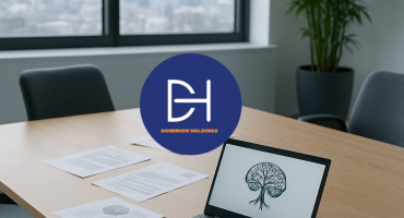 Team discussing psychometric services in Johannesburg office with table, documents, and laptop showing brain graphic.