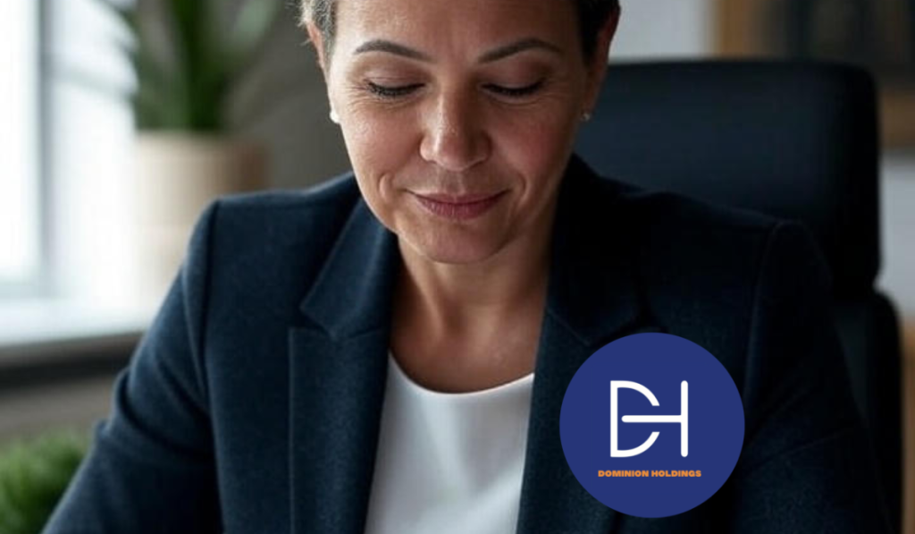 A professional manager examines important documents in her office, reflecting the decision making process often supported by psychometric assessments in management roles.